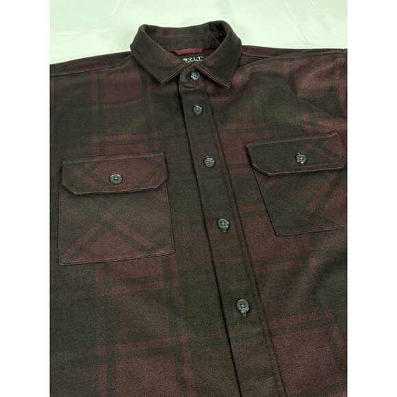 Bylt Premium Basics Coastal Overshirt Men’s L Plaid Plum Long Sleeve Heavy - Picture 6 of 14